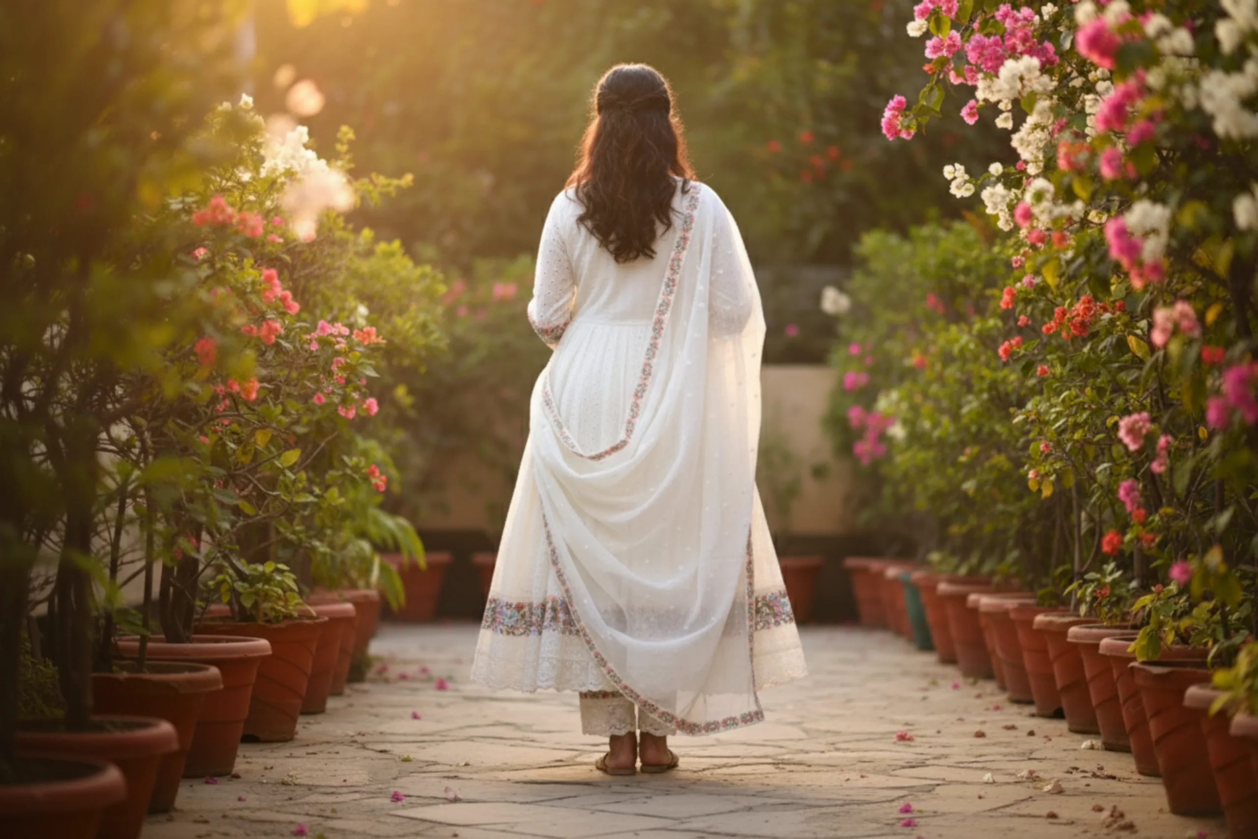 Ivory Meadow – Off White Woven & Embroidered Cotton Suit - Image 3