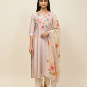 Lilac Bloom – Printed & Highlighted Silk Suit