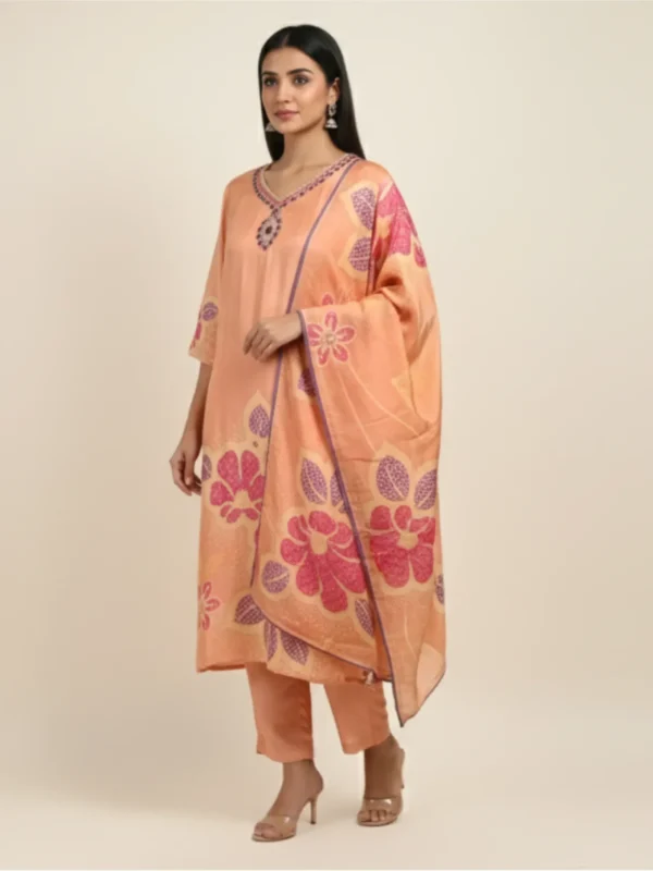 Peach Petal Grace – Fancy Suit with Exquisite Handwork Detailing