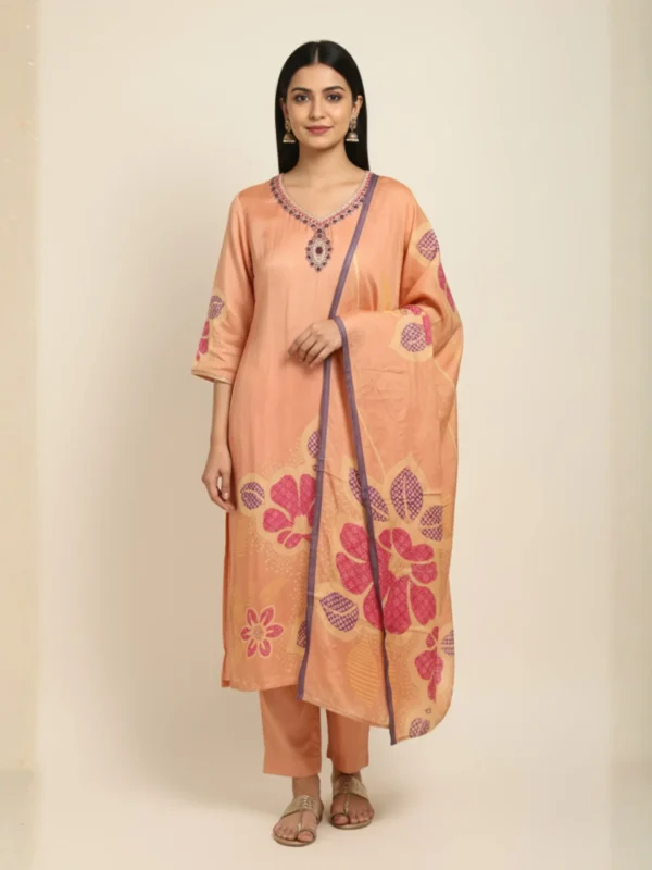 Peach Petal Grace – Fancy Suit with Exquisite Handwork Detailing