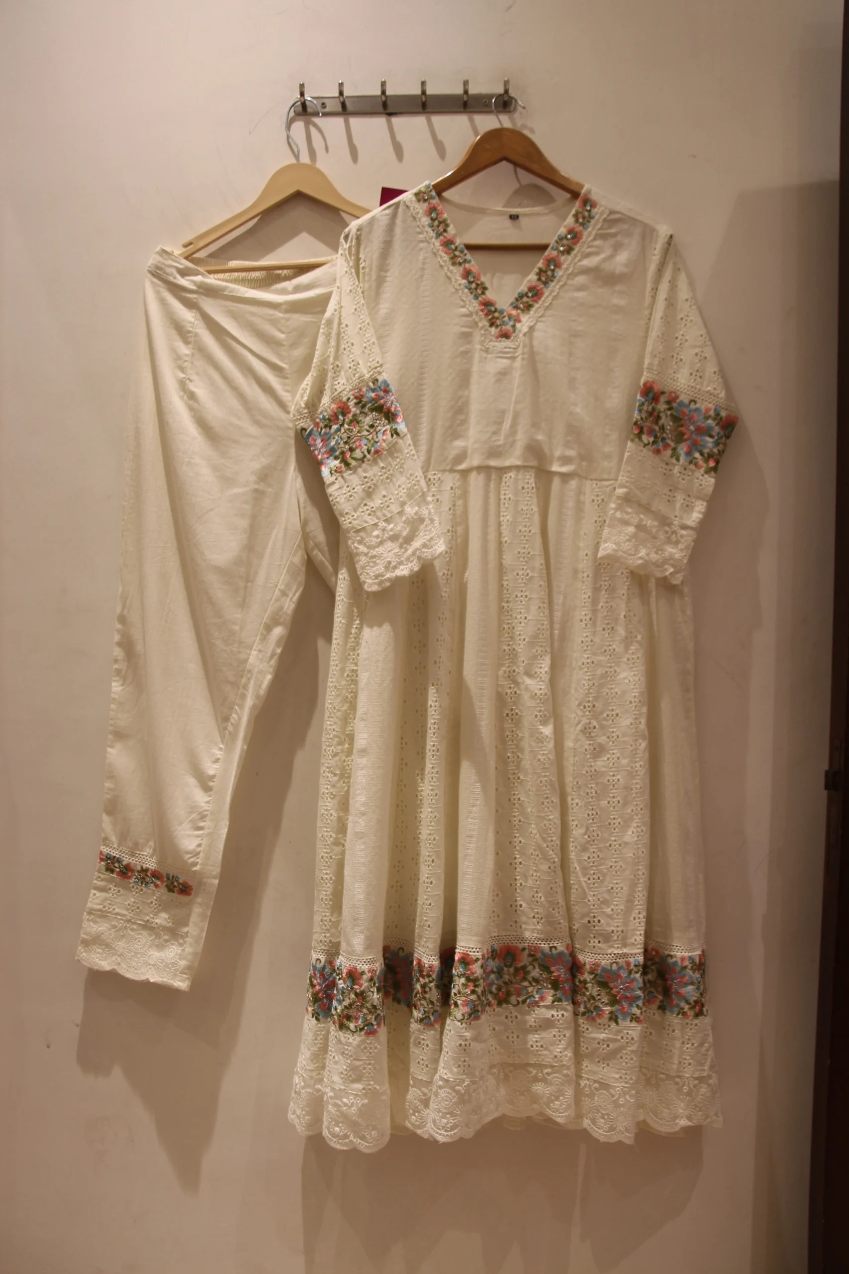 Ivory Meadow – Off White Woven & Embroidered Cotton Suit - Image 6