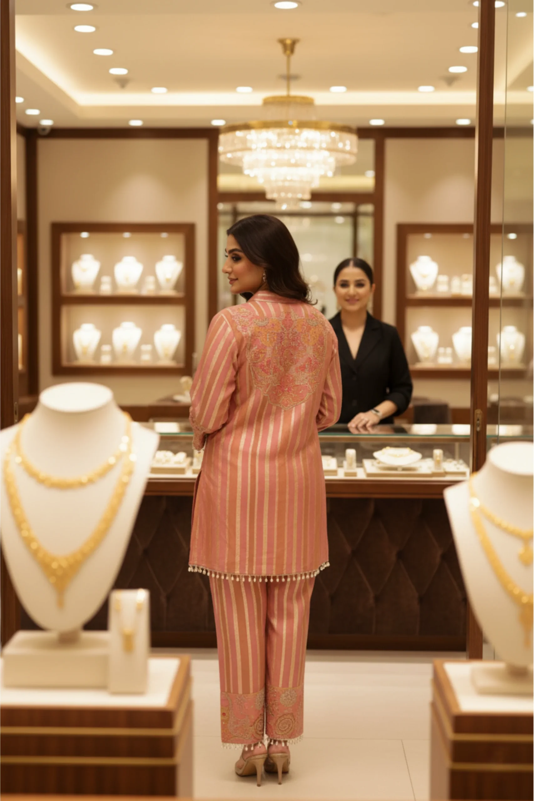 Blush Royale – Peachish Pink Embroidered Fancy Co-Ord Set - Image 3