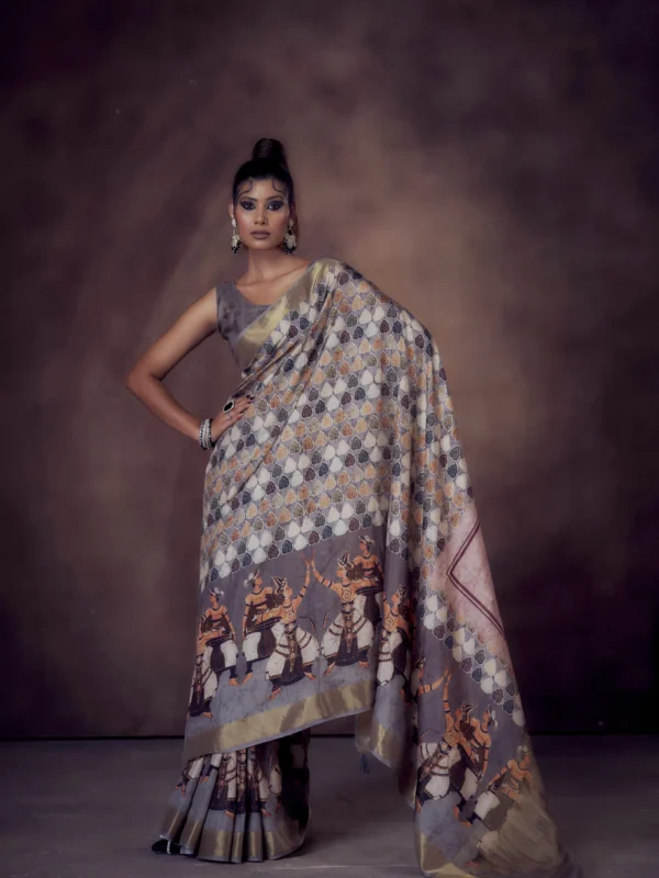 heritage-nritya-moonga-tussar-saree-kalamkari-dance-print-zari-border