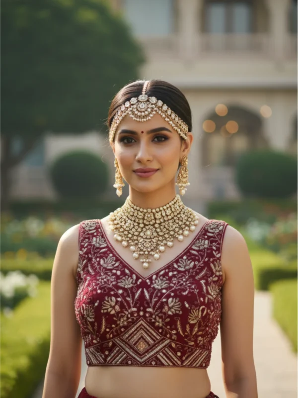 Royal blue net designer lehenga with bead and crystal embellishment and matching dupatta