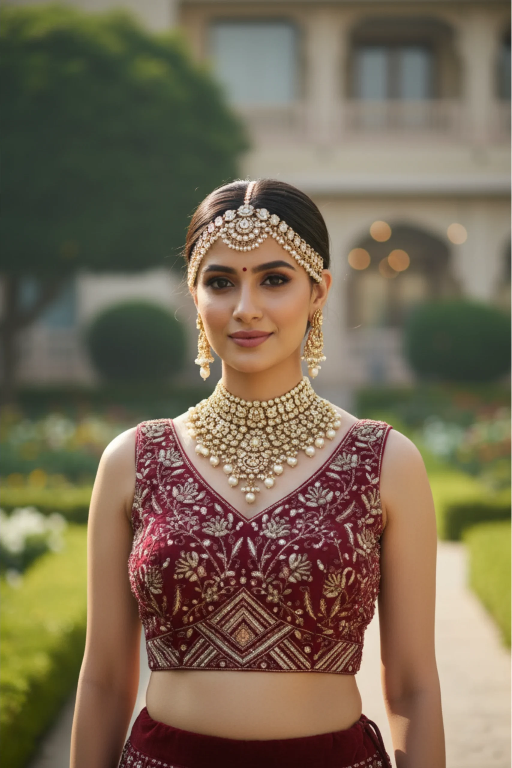 Royal Blue Crystal-Embellished Net Lehenga Set - Image 2