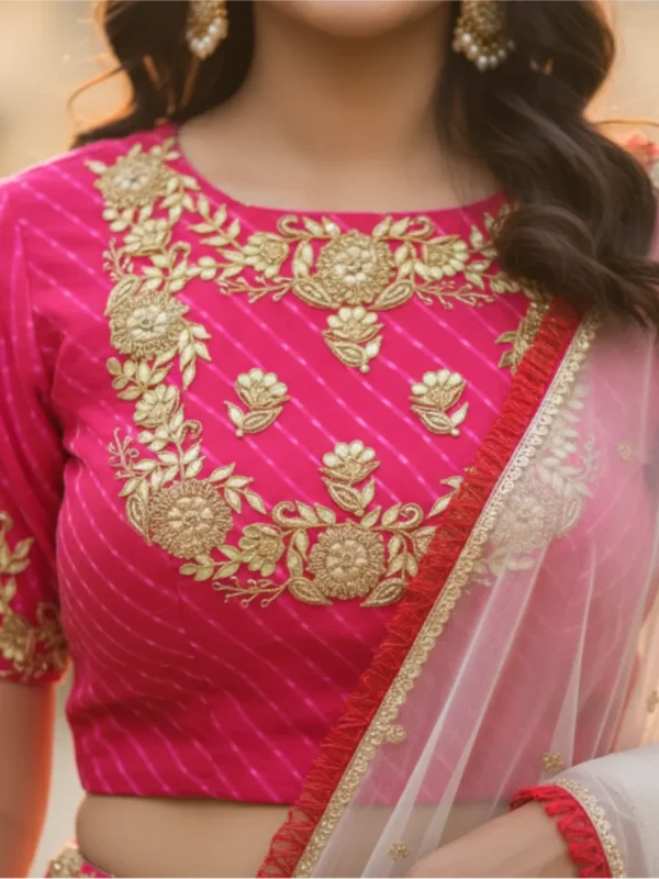 Royal blue net designer lehenga with beads and crystal work and matching dupatta