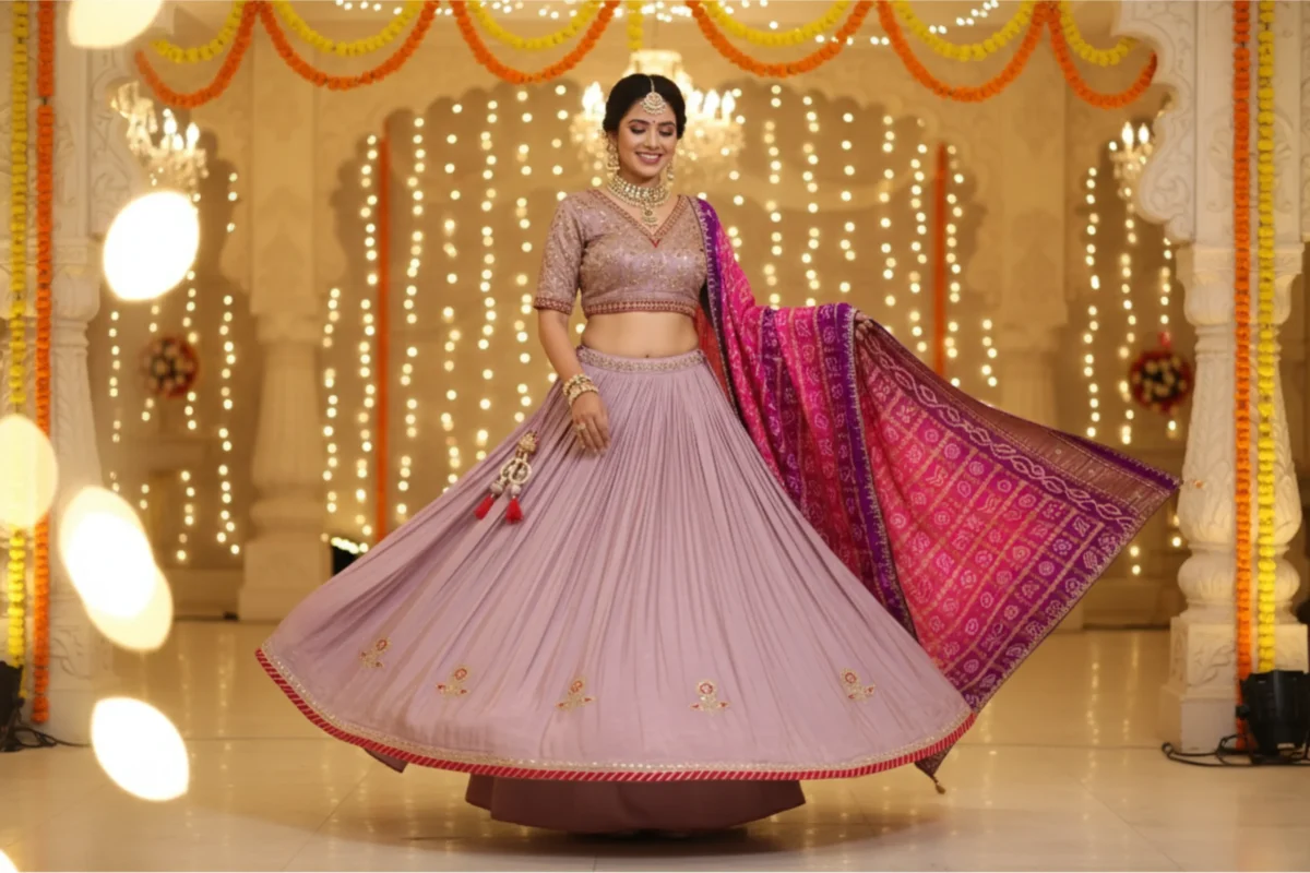 Royal blue net designer lehenga with bead and crystal embellishments and matching dupatta