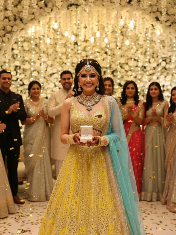 Royal blue net designer lehenga with beads and crystal work blouse and dupatta