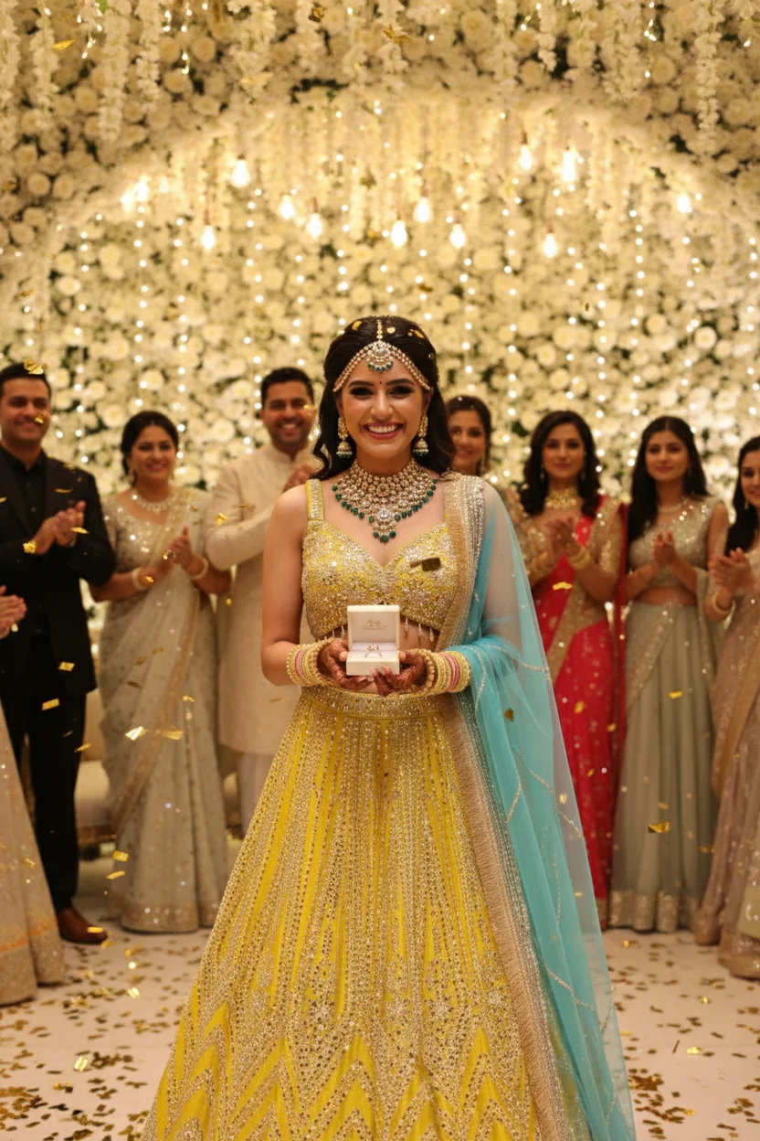 Royal blue net designer lehenga with beads and crystal work blouse and dupatta