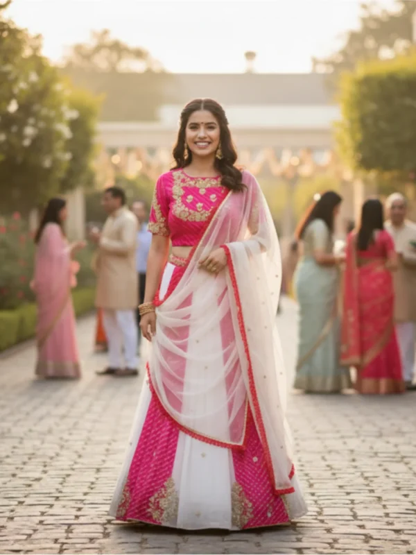 Royal blue net designer lehenga with beads and crystal work and matching dupatta