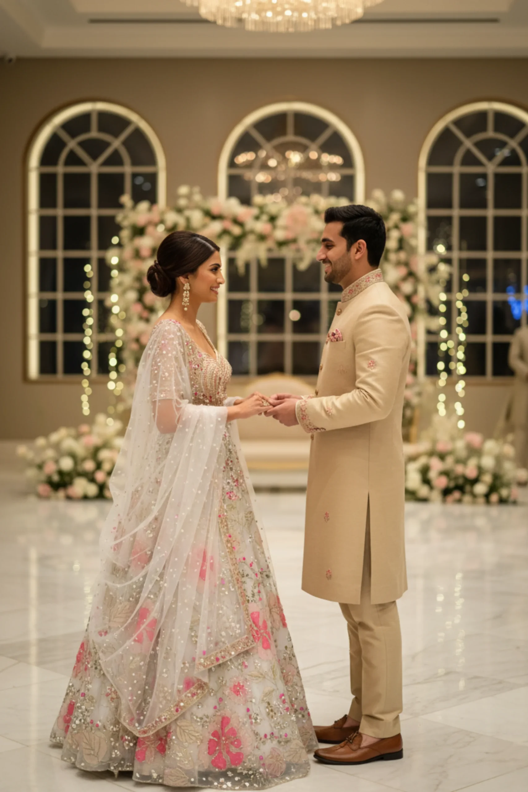 Regalia Nocturne – Royal Blue Crystal Net Designer Lehenga - Image 2