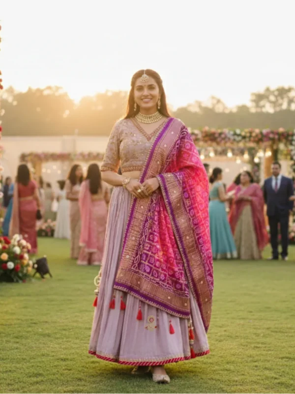 Royal blue net designer lehenga with bead and crystal embellishments and matching dupatta