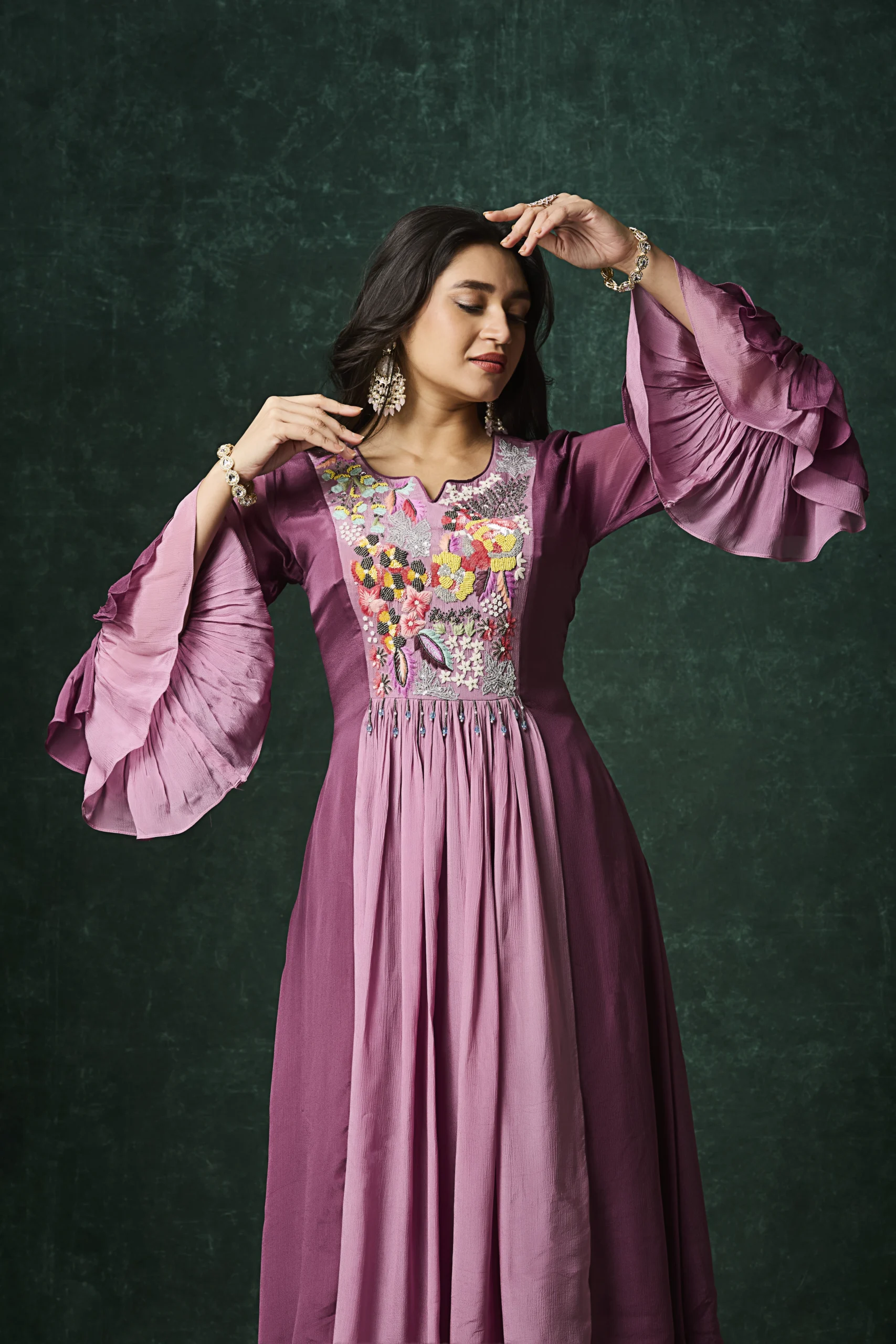 plum-embroidered-indo-western-kurta-set