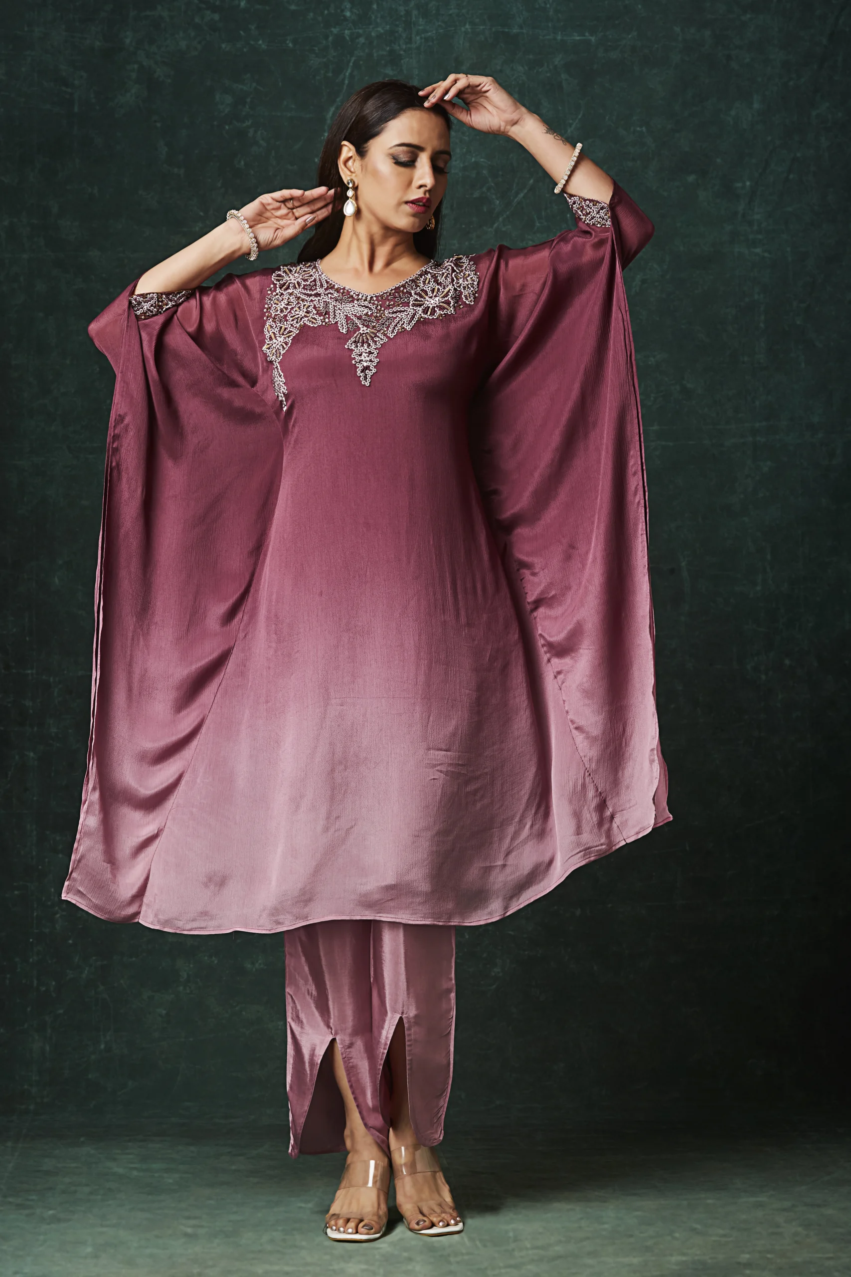 Rosewood Elegance Embellished Indo-Western Kurta Set - Image 5