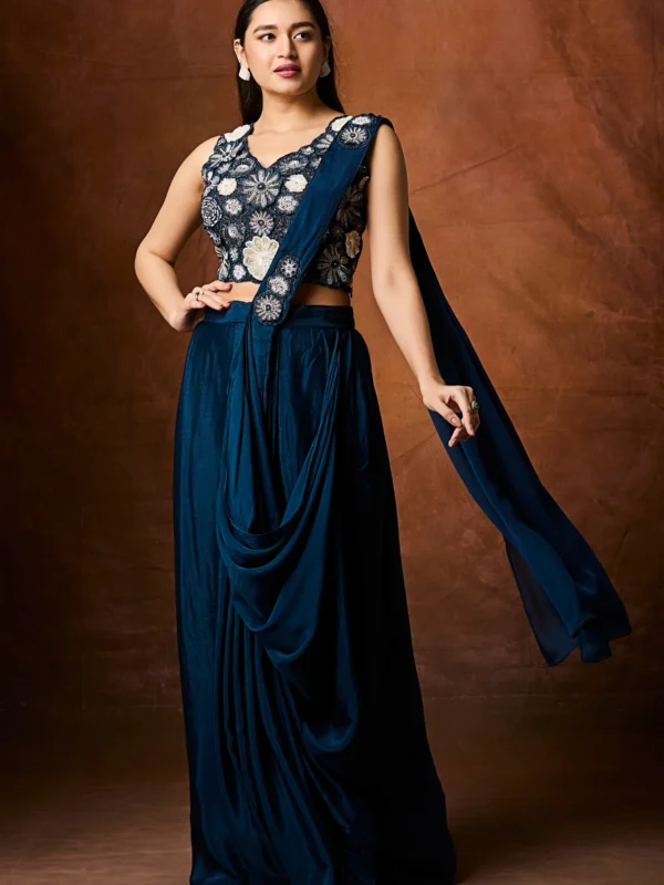 midnight-teal-embroidered-pre-draped-saree-2