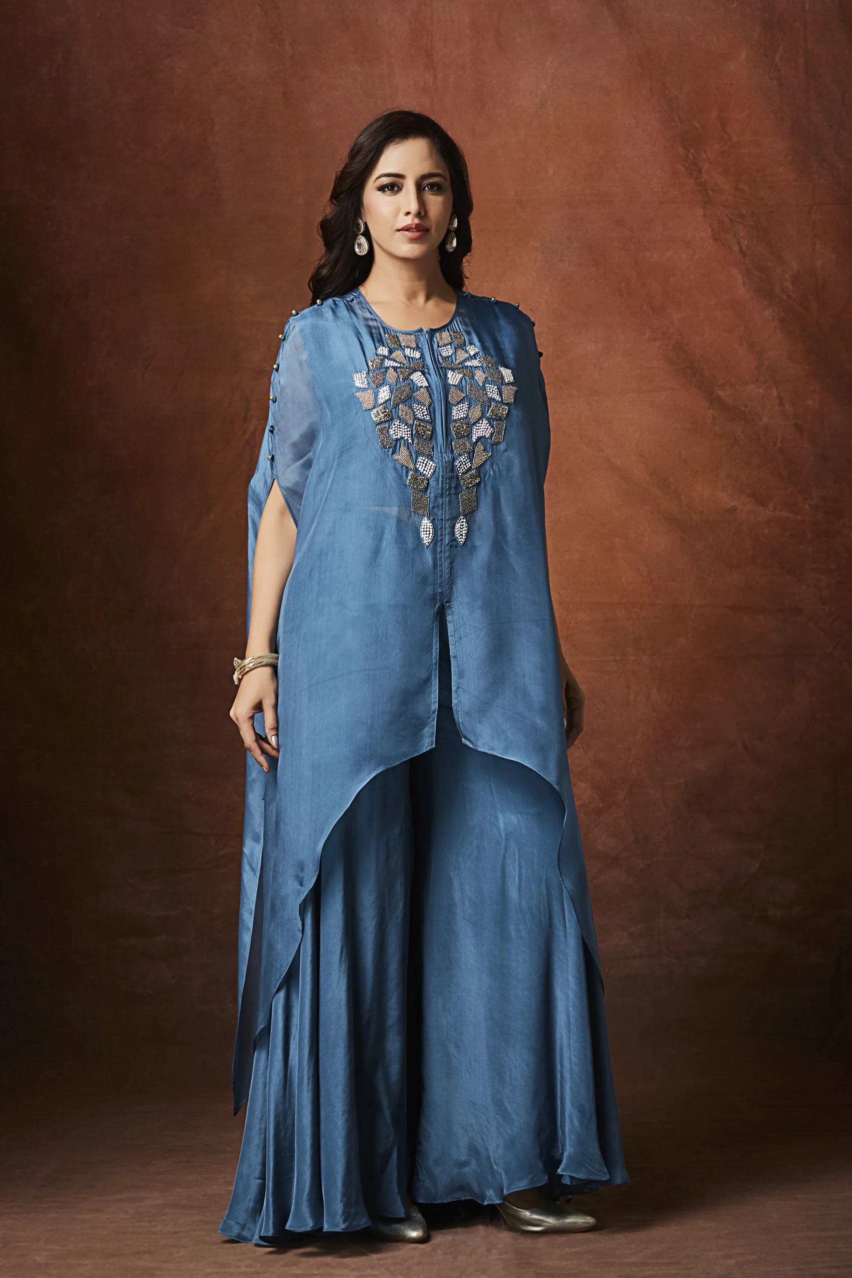 steel-blue-embroidered-indo-western-layered-kurti-dress