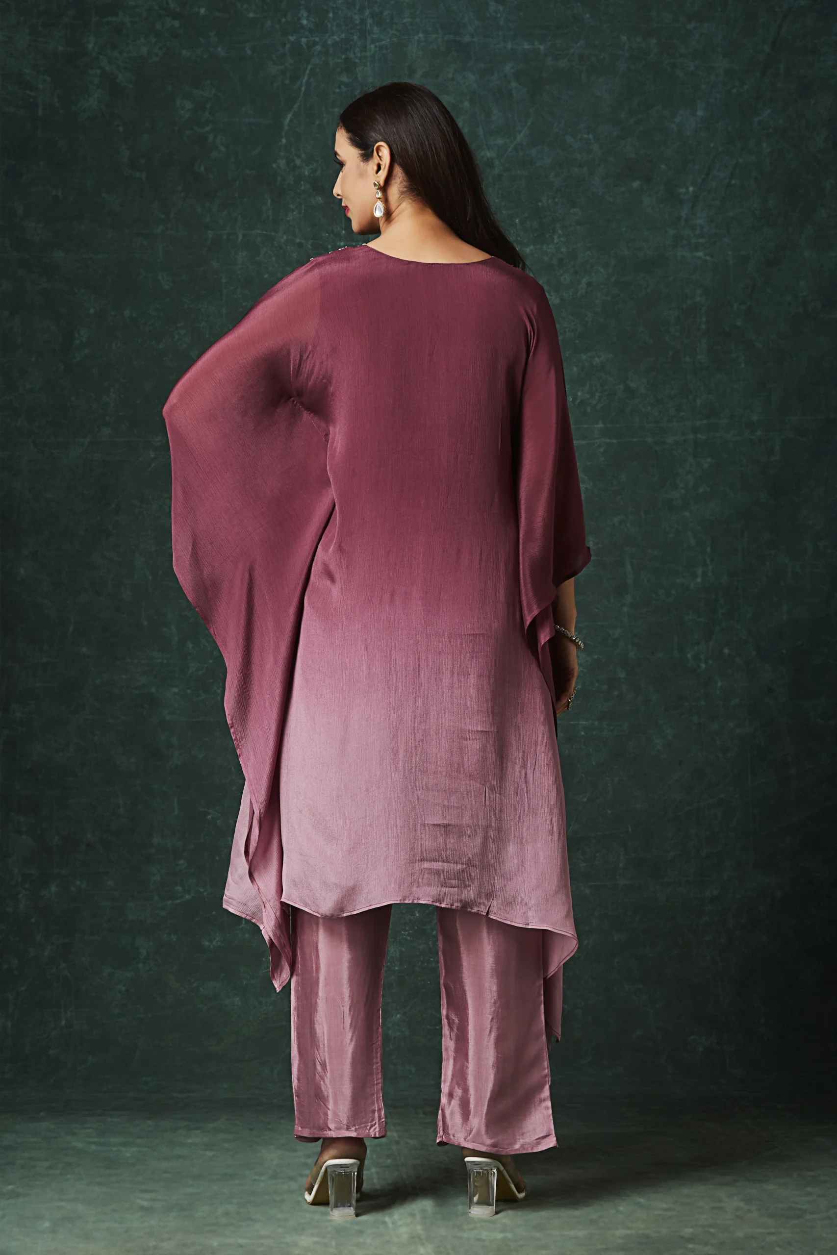 Rosewood Elegance Embellished Indo-Western Kurta Set - Image 6