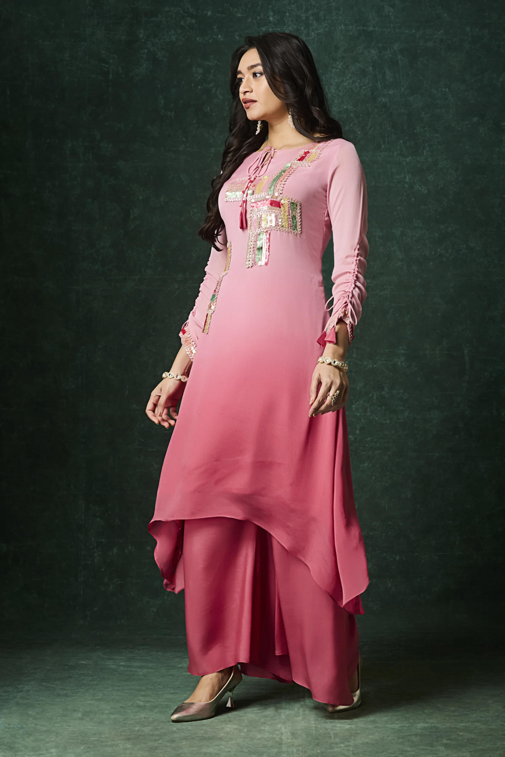 Blush Raga Embroidered Indo-Western Palazzo Set - Image 4