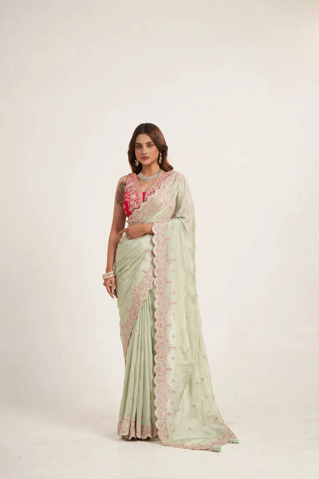 mint-elara-pure-chinon-designer-saree