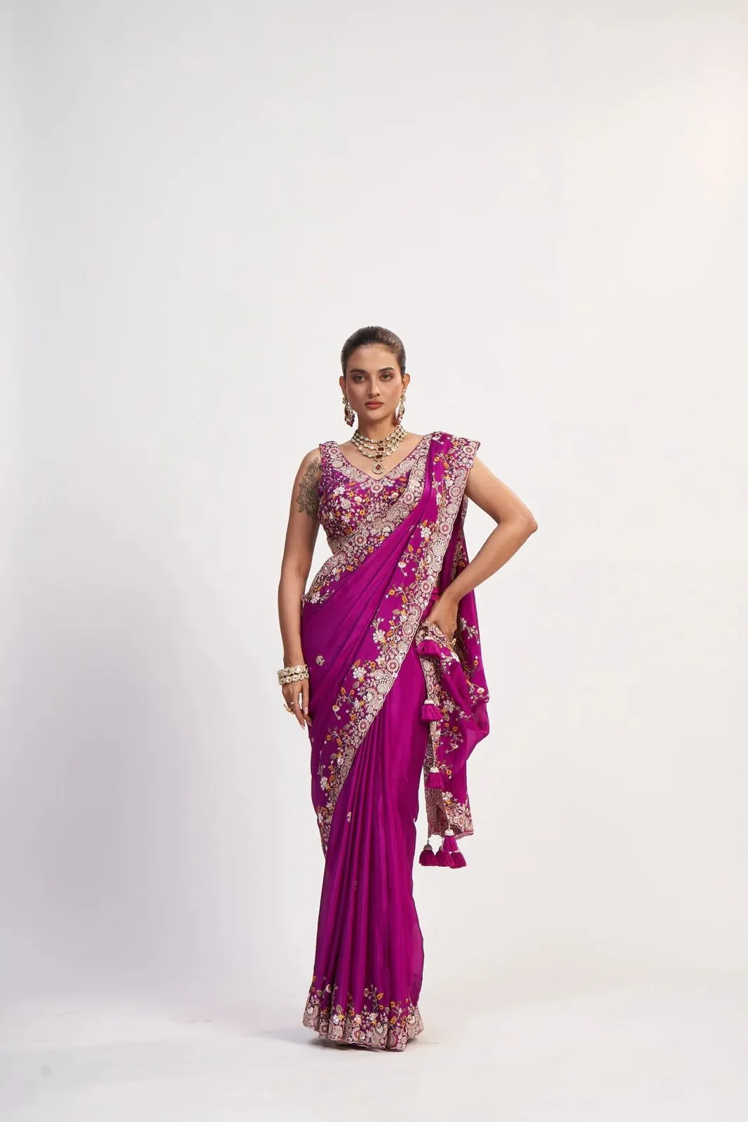 royal-fuchsia-pure-chinon-designer-saree-2