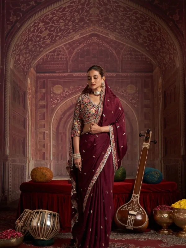 royal-mehraab-wine-pure-chinon-designer-saree