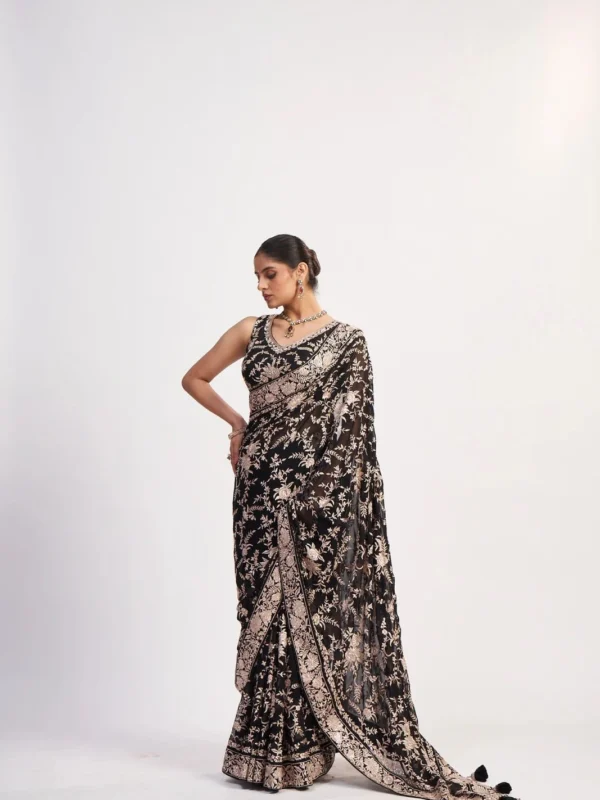 Midnight Noor Pure Chinon Designer Saree