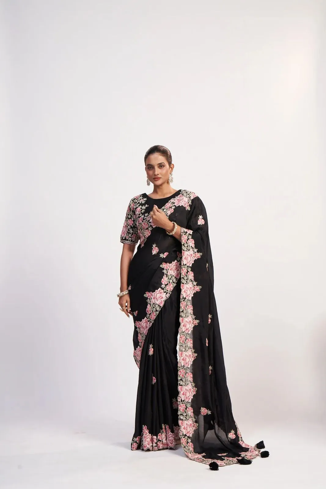 black-chinon-parsi-embroidered-saree
