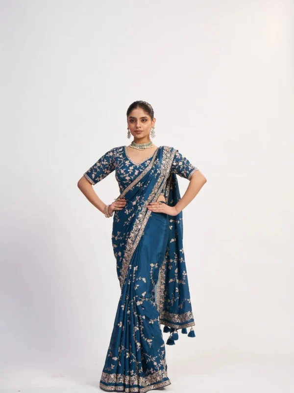Neel Vasundhara Pure Chinon Designer Saree