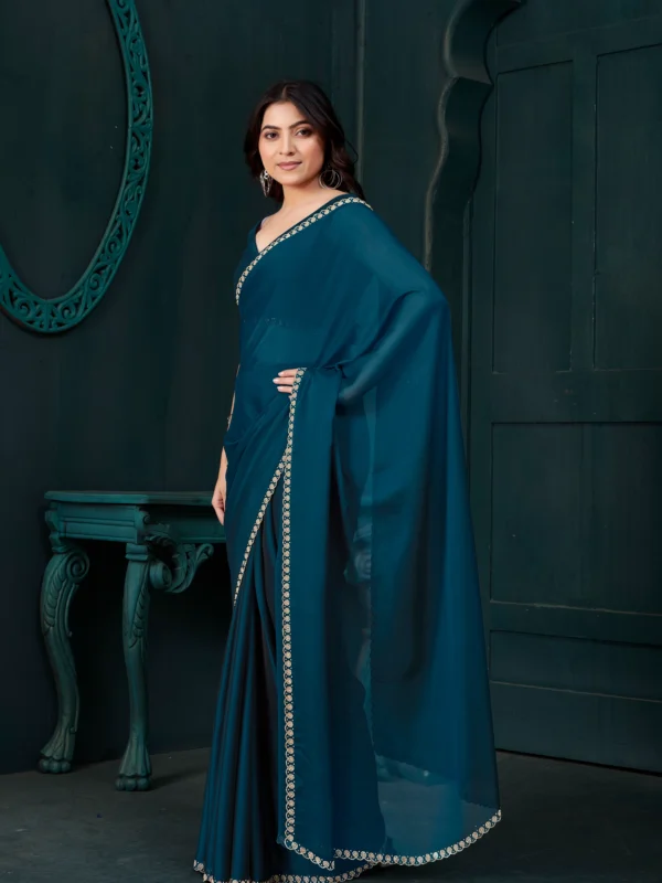 Premium Designer Georgette Saree with Elegant Embroidered Border