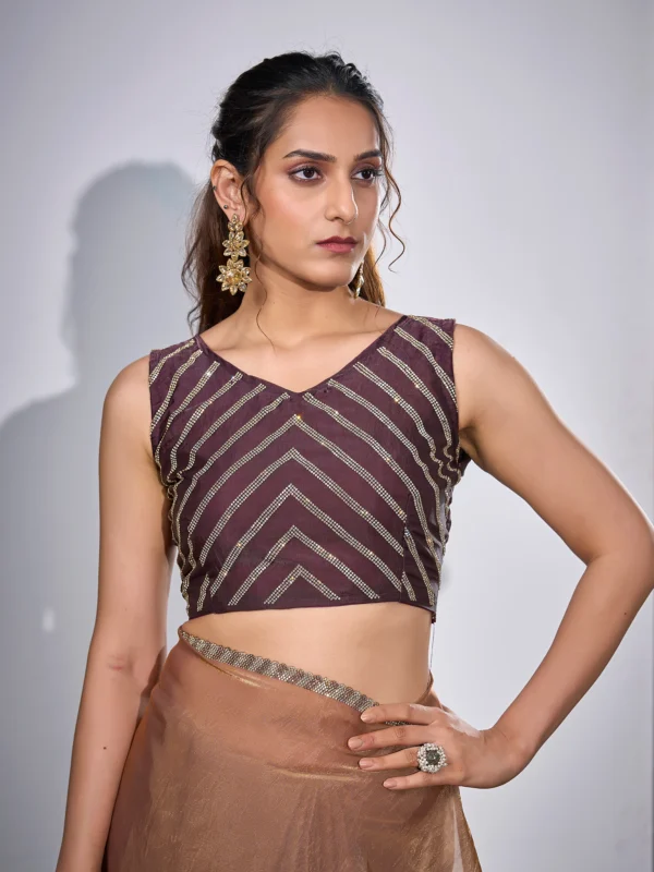 Celestia Drape Designer Shimmer Georgette Saree with Swarovski Border