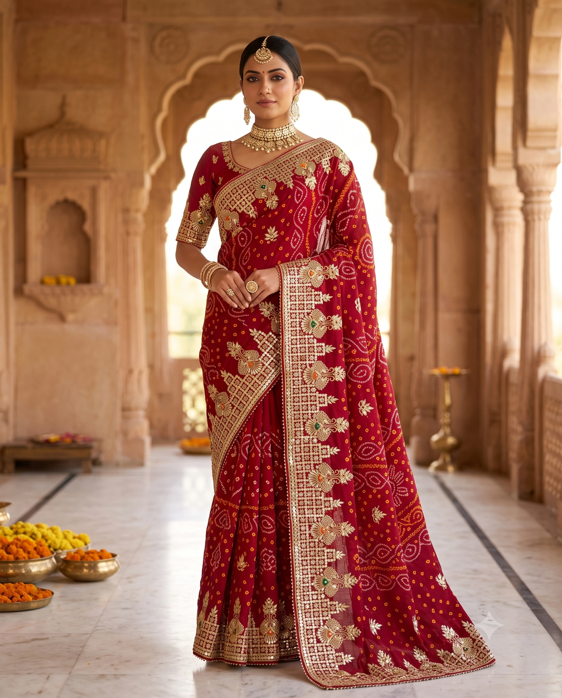 pure-georgette-hand-bandhej-heavy-rajwadi-gota-patti-saree