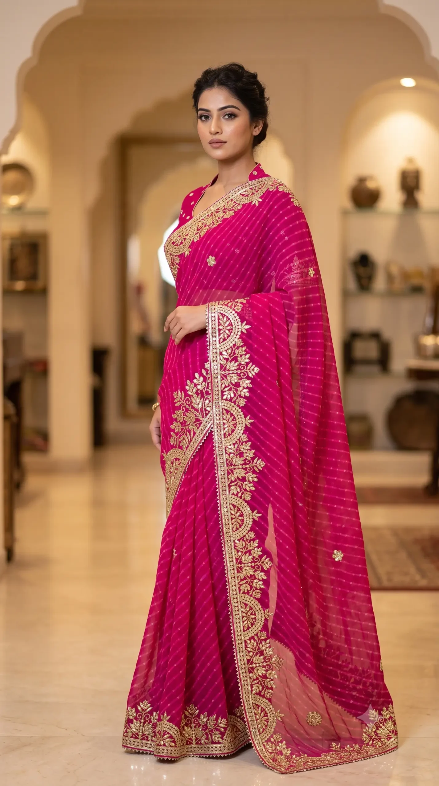 pure-georgette-rani-mothra-gota-patti-embroidered-border-saree