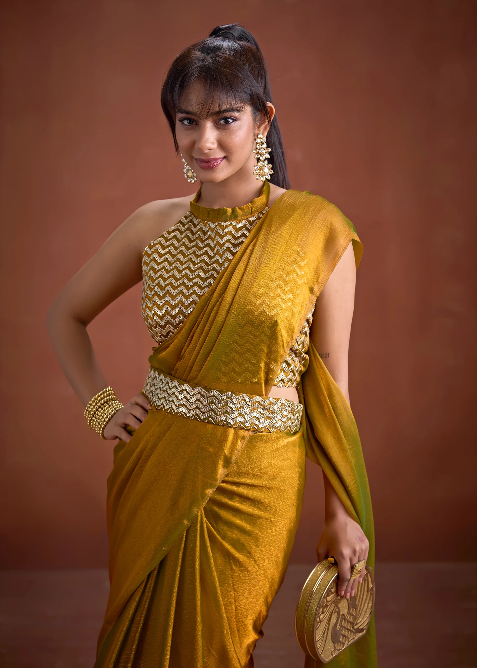 crush-georgette-saree-designer-heavy-blouse-belt