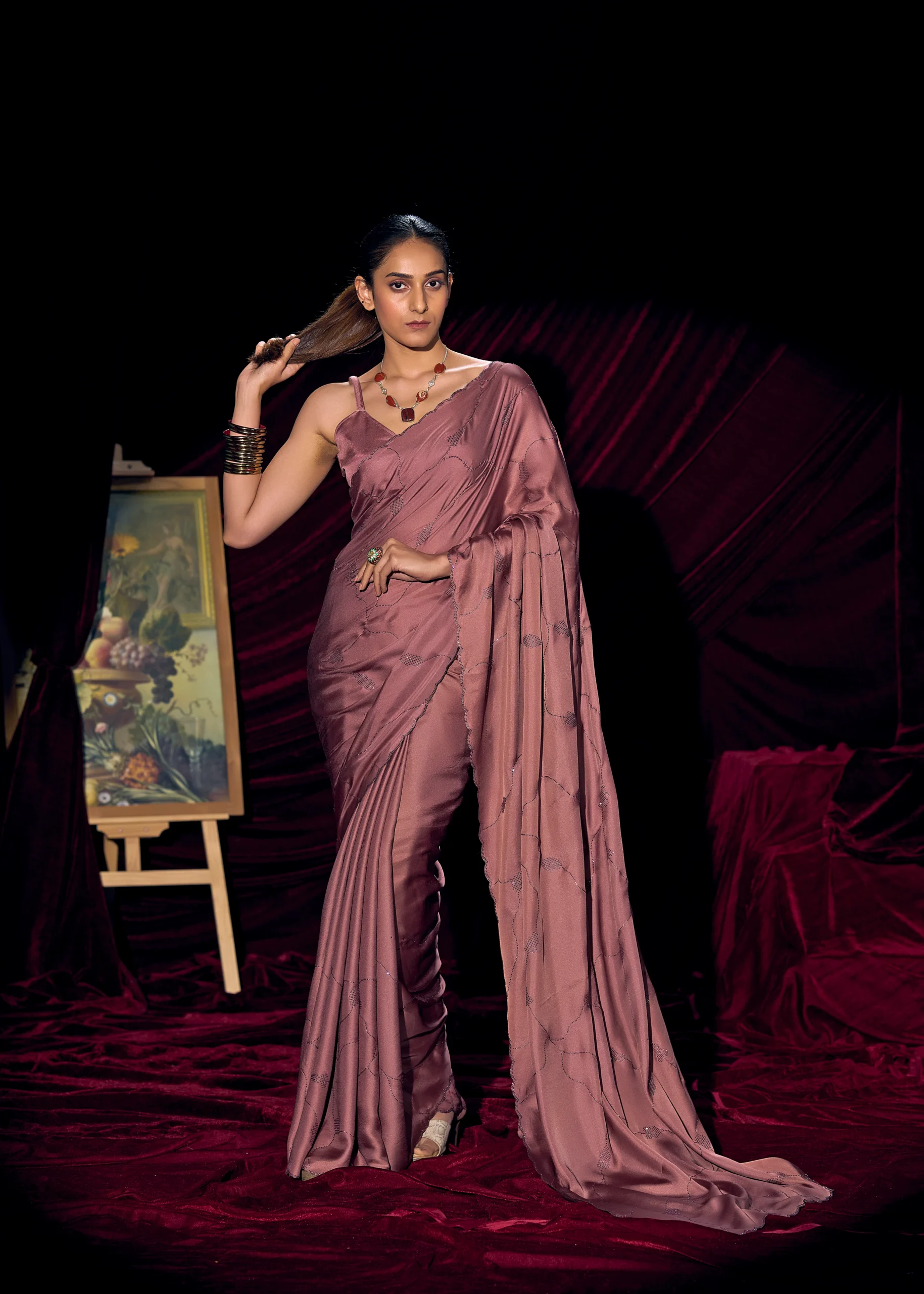 satin-silk-saree-black-swarovski-stone-work