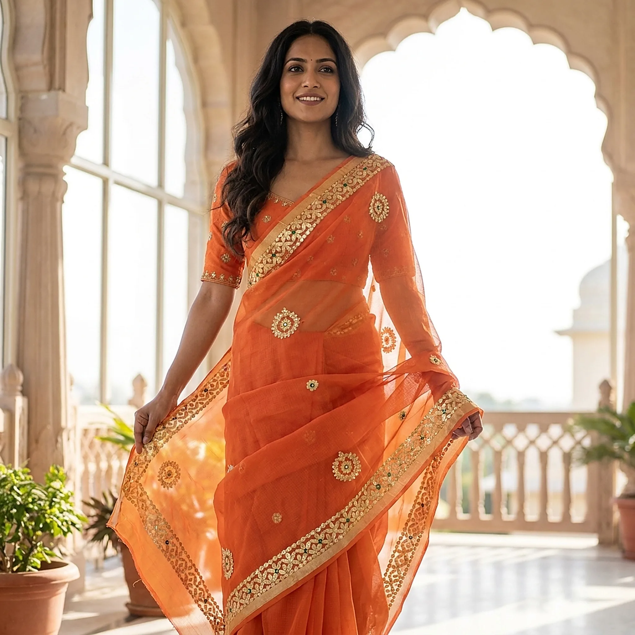 kota-doria-heavy-gota-patti-saree-with-blouse