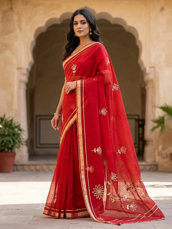Kota Doria Gota Patti Saree with Blouse